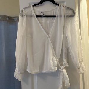 abercrombie sheer white crop top with tie